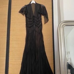 Prada Sheer Black Long Sleeve Dress